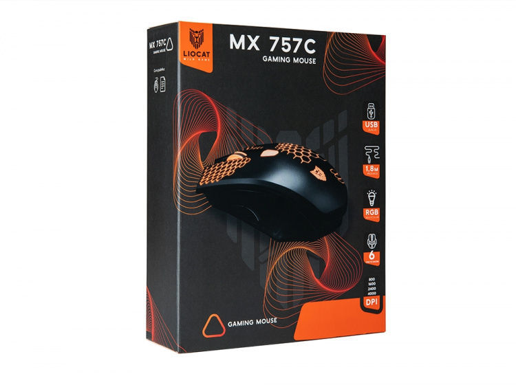 Liocat MX 757C - Gaming Mouse with RGB Lighting, Black