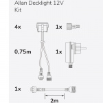 Llitt Allan Decklight kit 4-pack inkl strömadapter 12V 3000K 10lm IP67