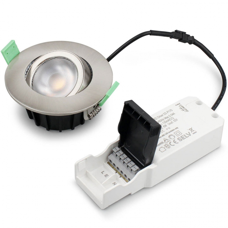 Llitt Ellen Infälld downlight Dim-to-Warm 520lm IP65 3-pack Borstad stål