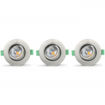 Llitt Lisa Dimbar Infälld downlight 3000K 600lm IP65 3-pack Borstad stål