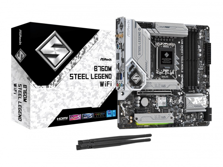 ASRock B760M Steel Legend WiFi Micro-ATX LGA1700 Intel B760 ASRock B760M Steel Legend WiFi Micro-ATX LGA1700 Intel B760