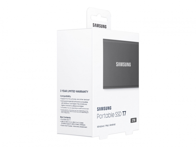 Samsung Portable SSD T7 SSD MU-PC2T0T 2TB USB 3.2 Gen 2 Samsung Portable SSD T7 SSD MU-PC2T0T 2TB USB 3.2 Gen 2