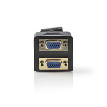 Nedis VGA Cable | VGA Male | 2x VGA Female | Gold Plated | Maximum resolution: 1280x768 | 0.20 m | Round | ABS | Black | Envelope Nedis VGA Cable | VGA Male | 2x VGA Female | Gold Plated | Maximum resolution: 1280x768 | 0.20 m | Round | ABS | Black | Envelope