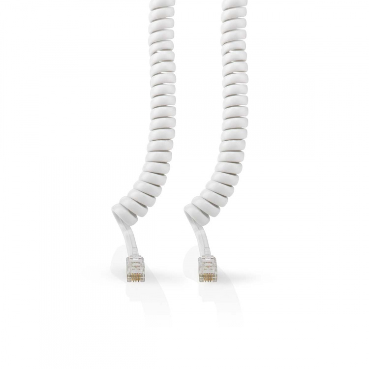 Nedis Telecom Cable | RJ10 Male | RJ10 Male | 2.00 m | Cable design: Coiled | Cable type: RJ10 | White | Box Nedis Telecom Cable | RJ10 Male | RJ10 Male | 2.00 m | Cable design: Coiled | Cable type: RJ10 | White | Box