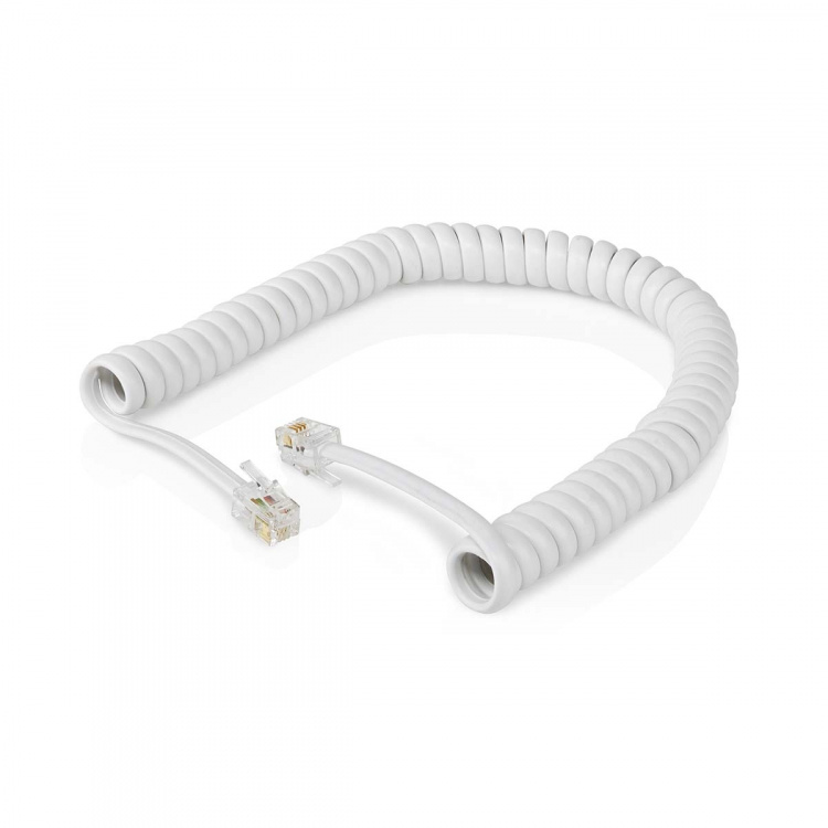 Nedis Telecom Cable | RJ10 Male | RJ10 Male | 2.00 m | Cable design: Coiled | Cable type: RJ10 | White | Box Nedis Telecom Cable | RJ10 Male | RJ10 Male | 2.00 m | Cable design: Coiled | Cable type: RJ10 | White | Box