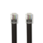 Nedis Telecom Cable | RJ12 Male | RJ12 Male | 1.00 m | Cable design: Flat | Cable type: RJ12 | Black | Label