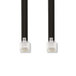 Nedis Telecom Cable | RJ12 Male | RJ12 Male | 1.00 m | Cable design: Flat | Cable type: RJ12 | Black | Label