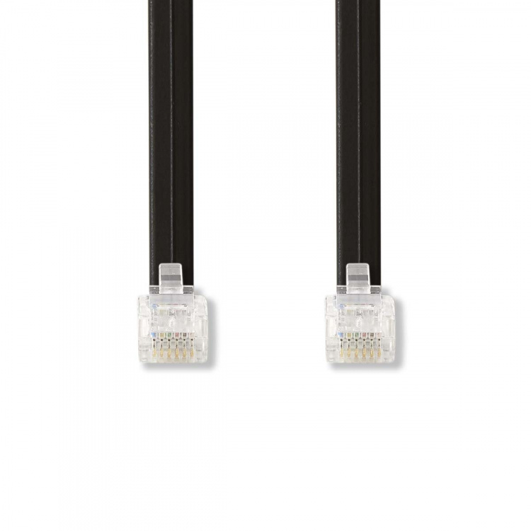 Nedis Telecom Cable | RJ12 Male | RJ12 Male | 1.00 m | Cable design: Flat | Cable type: RJ12 | Black | Label
