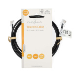 Nedis Telecom Cable | RJ12 Male | RJ12 Male | 1.00 m | Cable design: Flat | Cable type: RJ12 | Black | Label