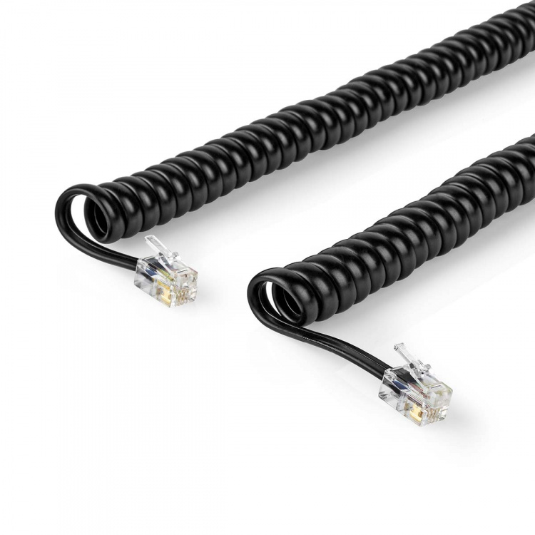 Nedis Telecom Cable | RJ10 Male | RJ10 Male | 5.00 m | Cable design: Coiled | Cable type: RJ10 | Black | Envelope Nedis Telecom Cable | RJ10 Male | RJ10 Male | 5.00 m | Cable design: Coiled | Cable type: RJ10 | Black | Envelope
