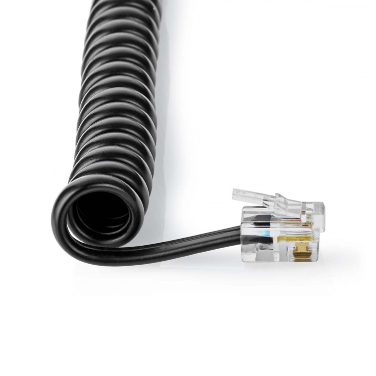 Nedis Telecom Cable | RJ10 Male | RJ10 Male | 5.00 m | Cable design: Coiled | Cable type: RJ10 | Black | Envelope Nedis Telecom Cable | RJ10 Male | RJ10 Male | 5.00 m | Cable design: Coiled | Cable type: RJ10 | Black | Envelope
