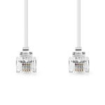 Nedis Telecom Cable | RJ11 Male | RJ11 Male | 2.00 m | Cable design: Flat | Gold Plated | Cable type: RJ11 | White | Label