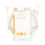 Nedis Telecom Cable | RJ11 Male | RJ11 Male | 2.00 m | Cable design: Flat | Gold Plated | Cable type: RJ11 | White | Label