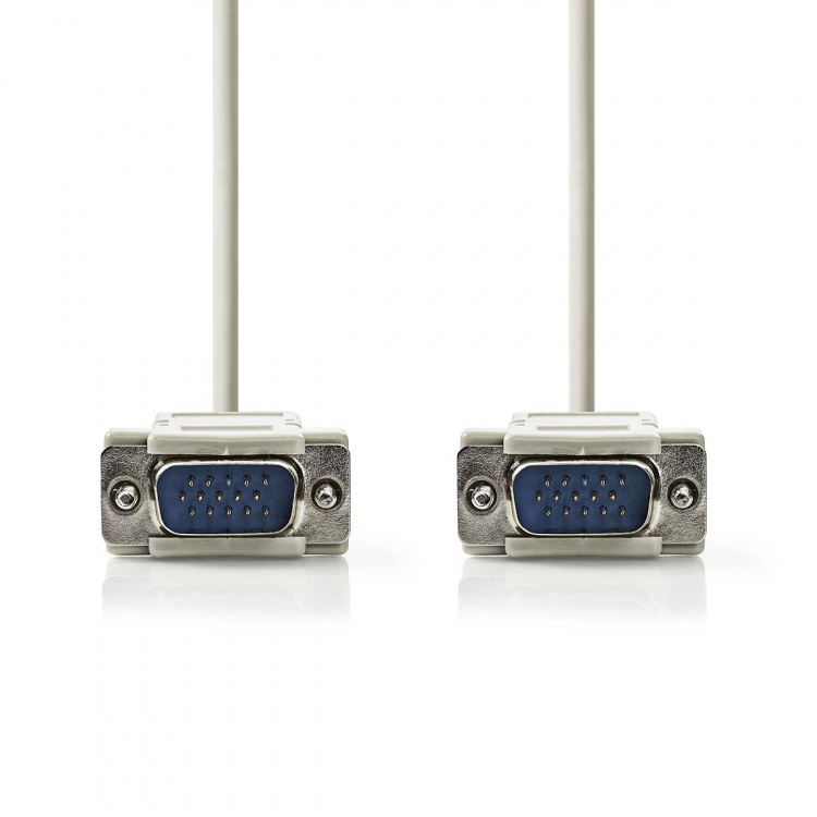 Nedis VGA Cable | VGA Male | VGA Male | Nickel Plated | Maximum resolution: 1024x768 | 2.00 m | Round | ABS | Ivory | Label