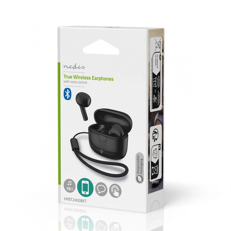 Nedis Fully Wireless Earphones | Bluetooth® | Battery play time: 16 hrs | Touch Control | Charging case | Wireless charging case | Built-in microphone | Voice control support | Black Nedis Fully Wireless Earphones | Bluetooth® | Battery play time: 16 hrs | Touch Control | Charging case | Wireless charging case | Built-in microphone | Voice control support | Black