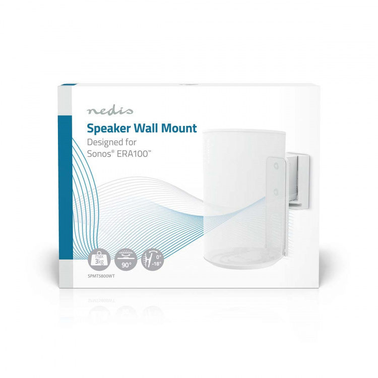 Nedis Speaker Mount | Compatible with: Sonos® Era100 | Wall | 3 kg | Swivel / Tilt | Tiltable | Rotatable | ABS / Metal | White Nedis Speaker Mount | Compatible with: Sonos® Era100 | Wall | 3 kg | Swivel / Tilt | Tiltable | Rotatable | ABS / Metal | White