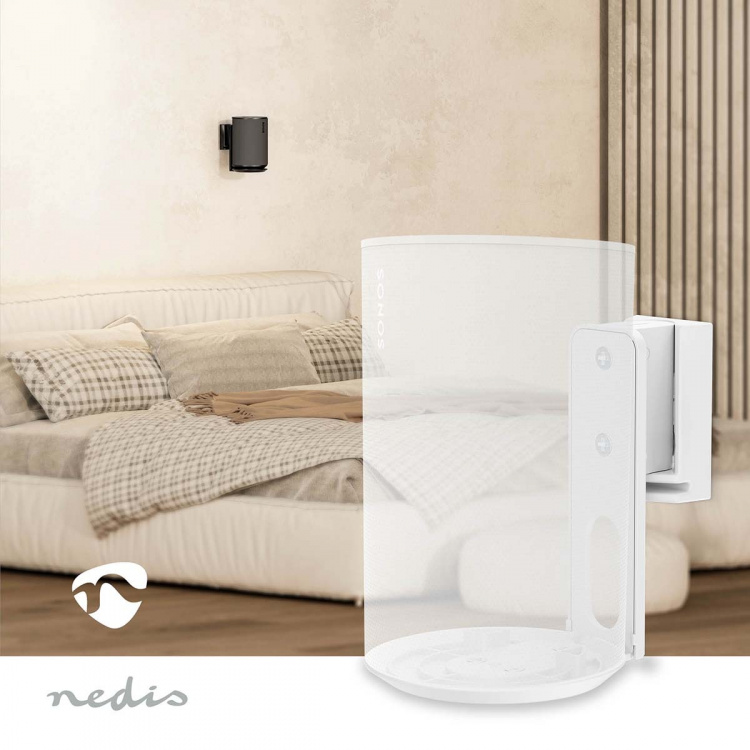Nedis Speaker Mount | Compatible with: Sonos® Era100 | Wall | 3 kg | Swivel / Tilt | Tiltable | Rotatable | ABS / Metal | White Nedis Speaker Mount | Compatible with: Sonos® Era100 | Wall | 3 kg | Swivel / Tilt | Tiltable | Rotatable | ABS / Metal | White