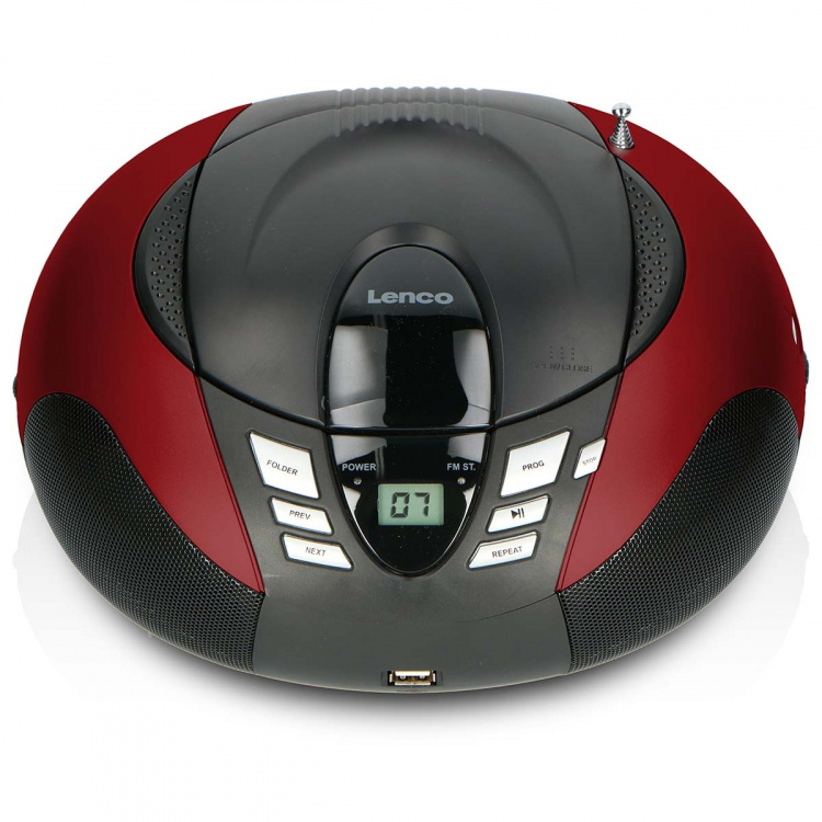 Lenco Portable FM Radio CD and USB player Red