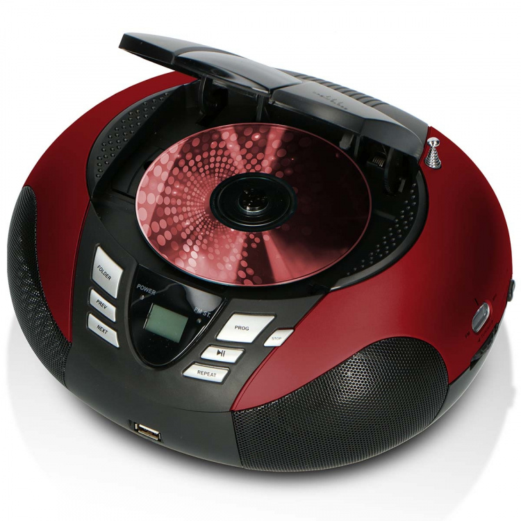Lenco Portable FM Radio CD and USB player Red