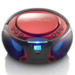 Lenco SCD-550RD Portable FM Radio CD/MP3/USB/Bluetooth® player with LED lighting Red