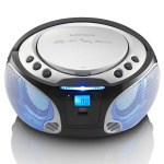 Lenco Portable FM Radio CD/MP3/USB/Bluetooth® player with LED lighting Silver