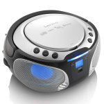 Lenco Portable FM Radio CD/MP3/USB/Bluetooth® player with LED lighting Silver