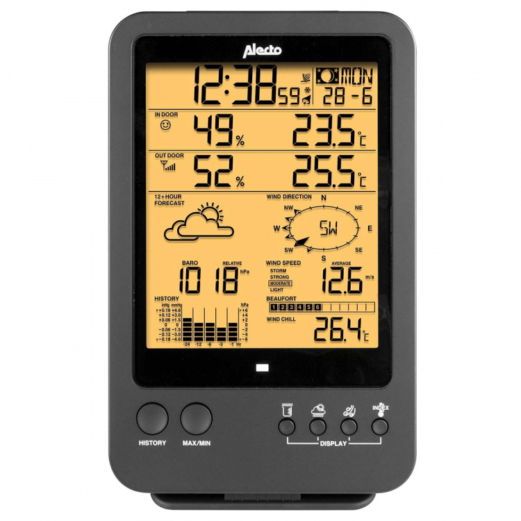 Alecto Professional weather station with wireless sensor black