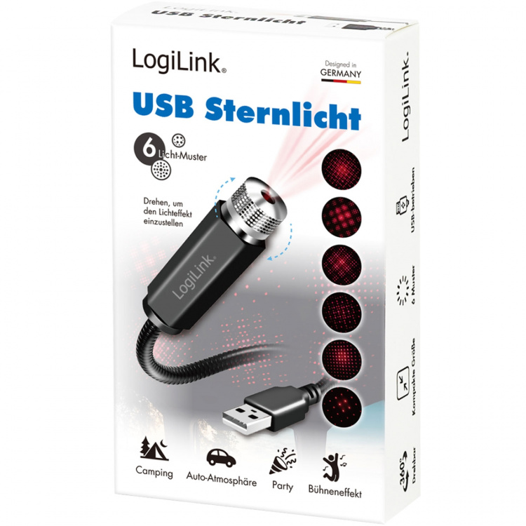 LogiLink LED Starlight 6st ljusmönster USB-A