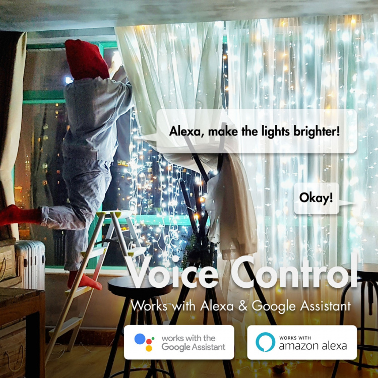 LogiLink RGB-ljusslinga med fjärrkontroll och WiFi Tuya IP65 5 m