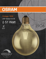 LEDVANCE LED 1906 Vintage Gold, 6,5W/51W, E27 Rör