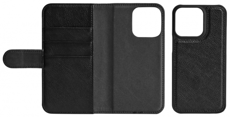 Essentials iPhone 13 Pro PU wallet, detachable, 3 card, Black