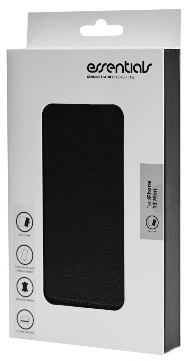 Essentials iPhone 13 Mini leather wallet, detachable, Black