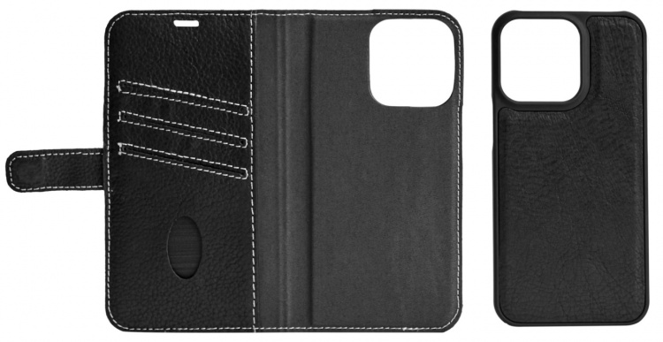 Essentials iPhone 13 Pro leather wallet, detachable, Black