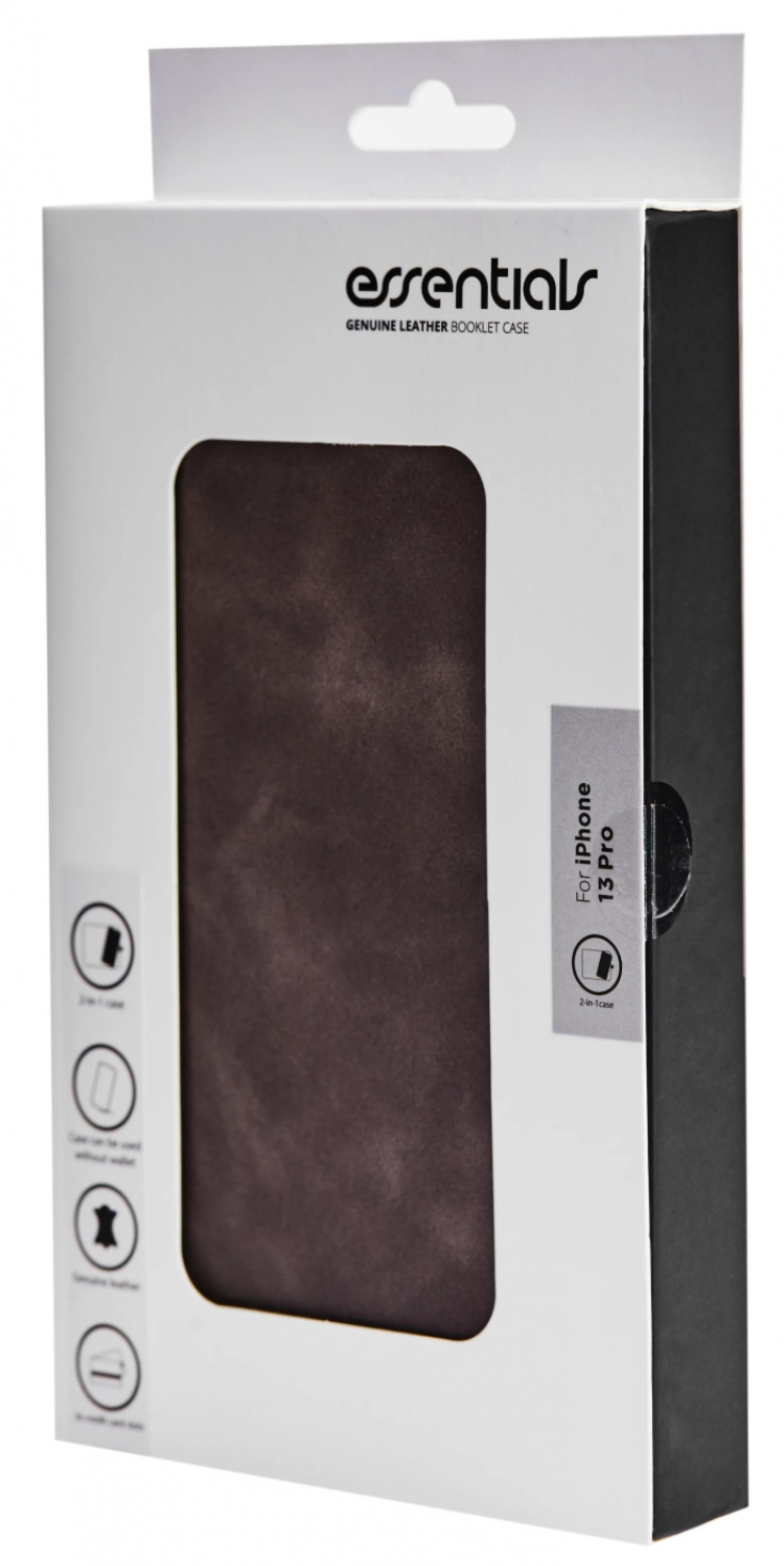 Essentials iPhone 13 Pro leather wallet, detachable, Grey