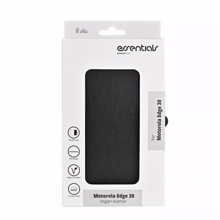 Essentials Motorola Edge 30 PU wallet, 3 cards, black