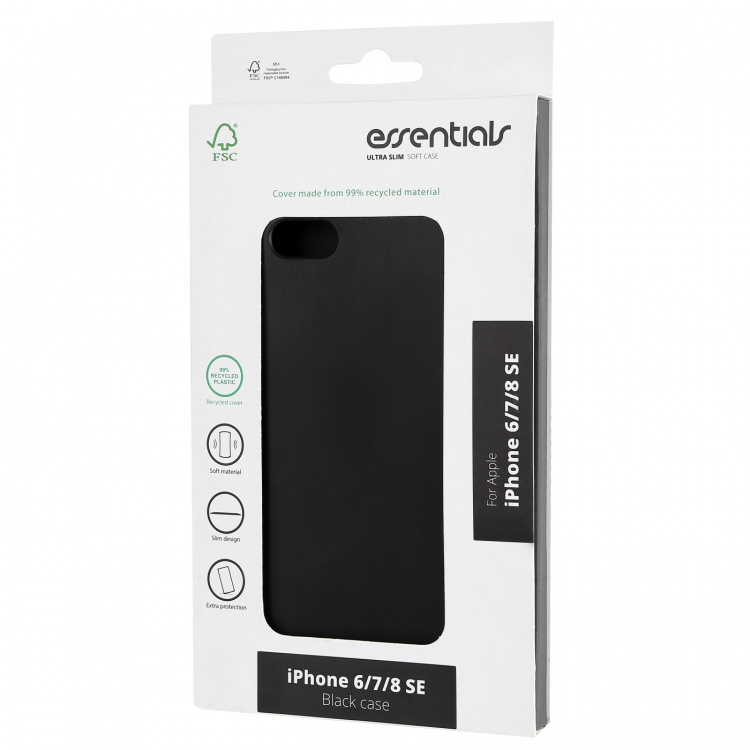 Essentials iPhone 6/7/8/SE (2020/2022) recycled TPU cover,blk Essentials iPhone 6/7/8/SE (2020/2022) recycled TPU cover,blk