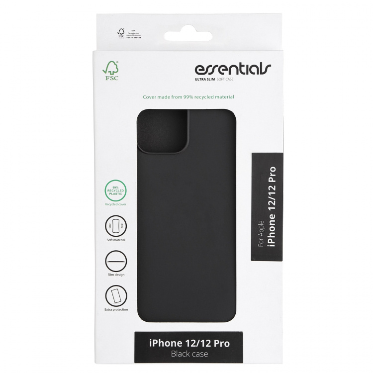 Essentials iPhone 12/12 Pro recycled TPU cover, black Essentials iPhone 12/12 Pro recycled TPU cover, black