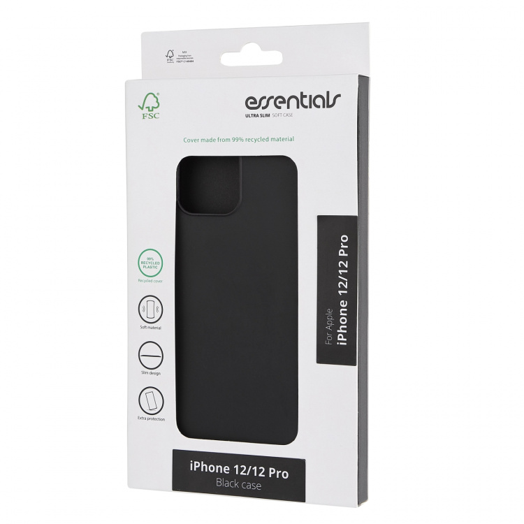 Essentials iPhone 12/12 Pro recycled TPU cover, black Essentials iPhone 12/12 Pro recycled TPU cover, black