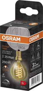 Osram 1906 LED miba gold sp fil ul th 3,4W/822 (25W) E14 dim Osram 1906 LED miba gold sp fil ul th 3,4W/822 (25W) E14 dim