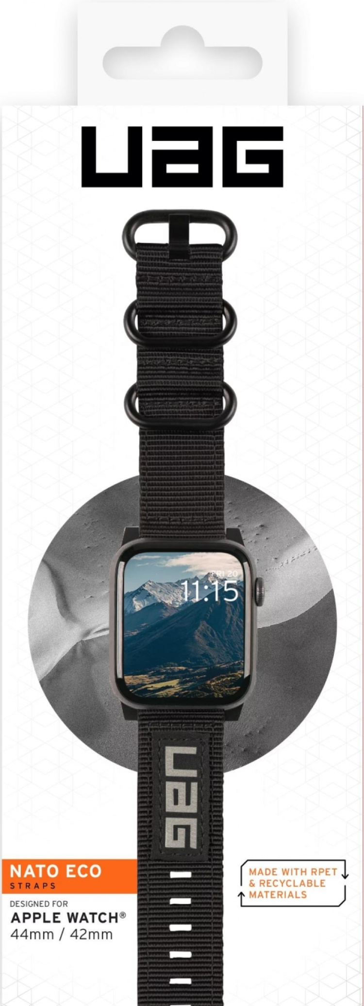 Urban Armor Gear Apple Watch 45/44/42mm Nato Eco Strap, Black Urban Armor Gear Apple Watch 45/44/42mm Nato Eco Strap, Black