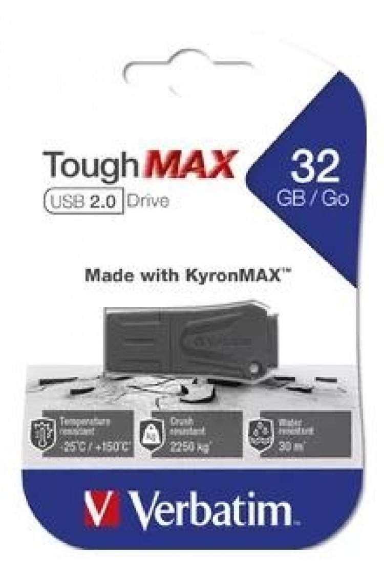Verbatim ToughMAX USB 2.0 Memory, 32GB, KyronMAX compounds, black