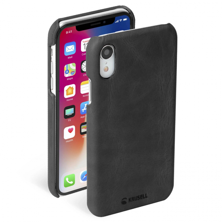 Krusell iPhone XR Sunne Cover Leather, Black