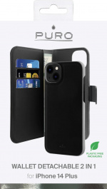 Puro iPhone 14 Plus Eco-Leather wallet, Black Puro iPhone 14 Plus Eco-Leather wallet, Black