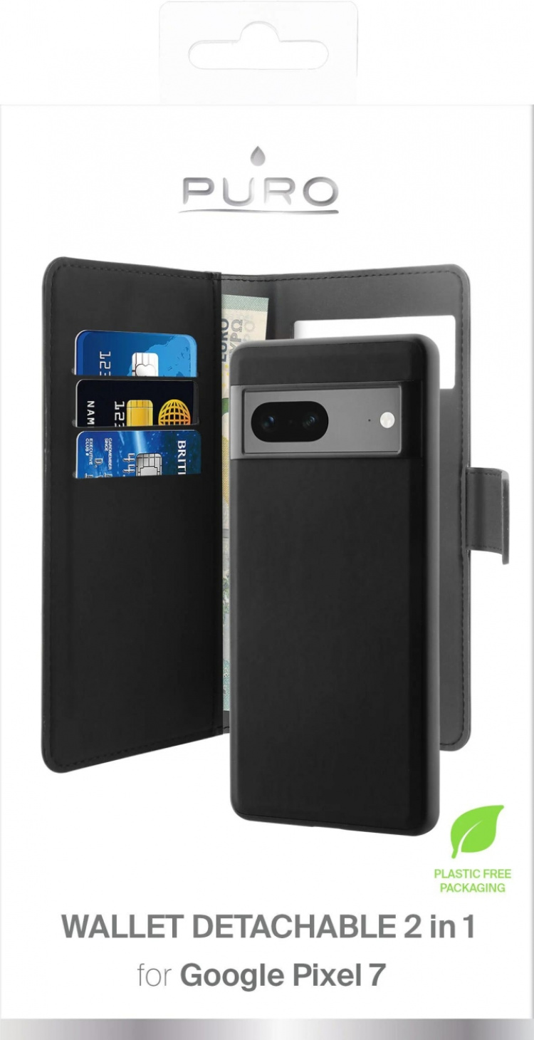Puro Google Pixel 7 wallet, detachable, black Puro Google Pixel 7 wallet, detachable, black