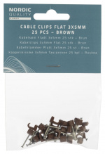 Nordic Quality Kabelklipps 3x5mm, Brun, 25 st