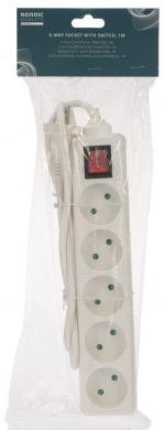 Nordic Quality 5-way plug w/switch (D), 1m