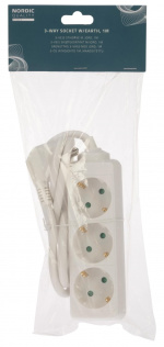 Nordic Quality 3-way plug grounded, 1m