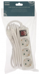 Nordic Quality 3-way plug w/switch+ground, 3m