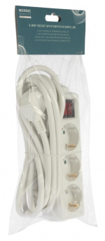 Nordic Quality 3-way plug w/switch+ground, 3m