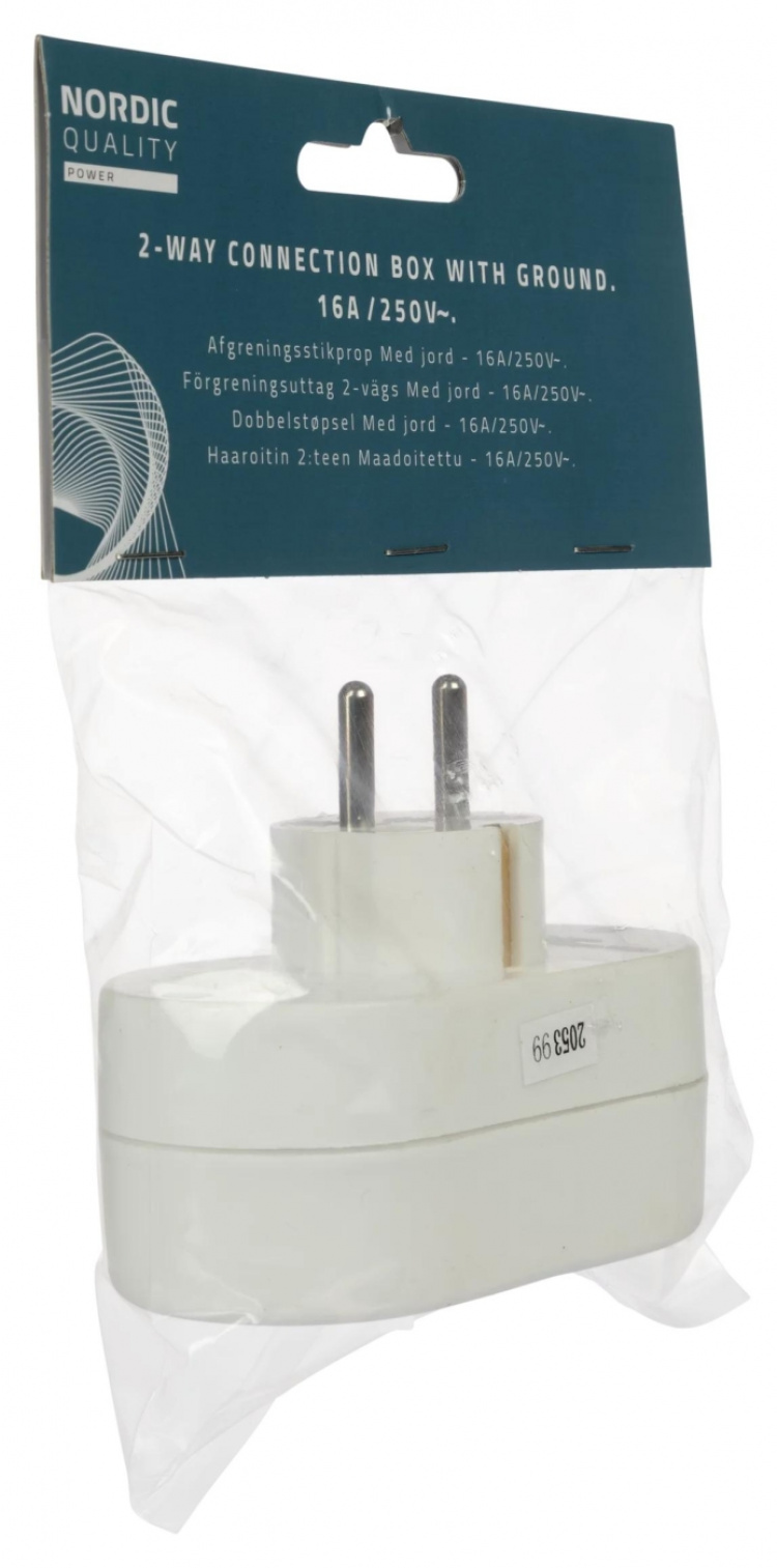 Nordic Quality Förgreningsuttag 2-vägs med jord